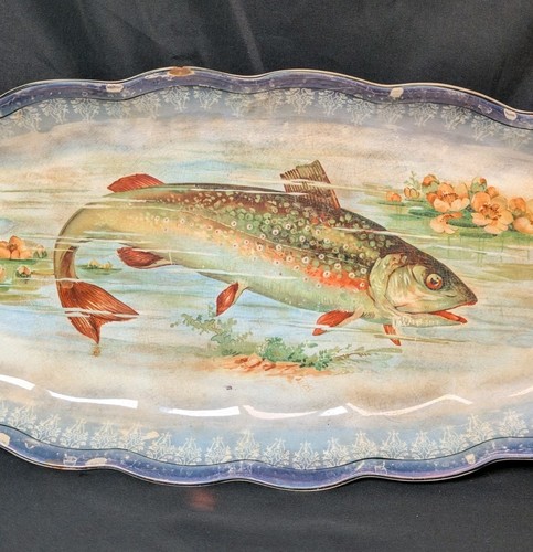 Large antique limoges trout - large,