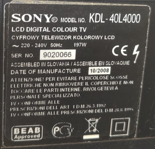 Sony bravia inch - sony, 40
