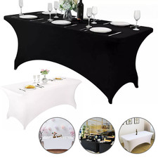 6FT Rectangular Spandex Stretch Tight Fit Table Cover Trestle Tablecloth UK