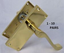 Door Handles Brass Lever Latch Modern Victorian Scroll On Back Plate Handles D9