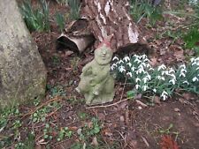 Antique? vintage cast concete? stone? quirky weathered garden gnome riding a pig