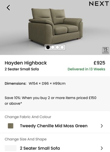 Next sofa hayden highback - next,