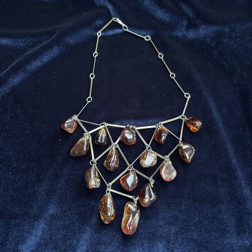 Vintage amber bib - vintage, necklace