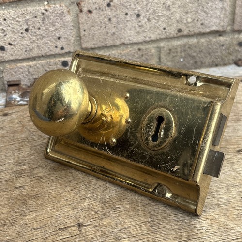 Vintage brass rim lock with - brass,