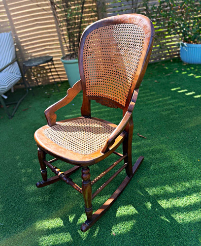 Wood cane rocking chair - &,