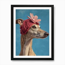 Greyhound In Hat 3 Art Print