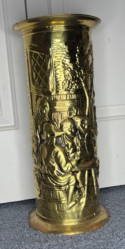 Vtg embossed brass renaissance - embossed,