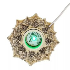 Night Light Stones Sphere Holder 3D Lotus Flower Crystal Ball Wooden Holder LED