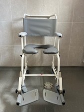 Mobile Commode Shower Chair Portable Toilet with Wheels Mobility Disability Aid