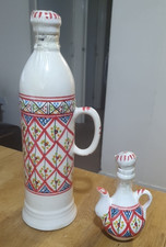 Hand-Painted Ceramic Olive Oil Bottle – Traditional Folk Art – 1L – Vintage Styl