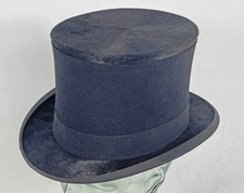 VINTAGE BLACK SILK TOP HAT size 6 7/8 uk 56cm GOOD CONDITION