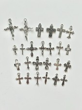 25pcs Silvertone Cross Charms