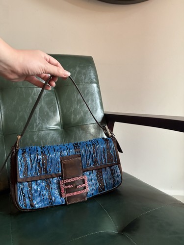 Fendi dark brown satin - satin, blue