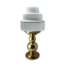 Art Deco Brass Lamp with White