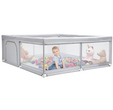 BEJOY Baby playpen 180×200cm strong and compact Mesh zipper door foam protection