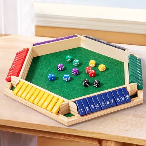 Hexagonal wooden shut the box - hexagonal,