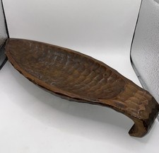 Hand carved wooden fish dish - hand,