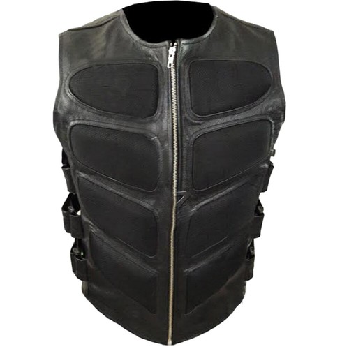 Black real leather - leather, waistcoat