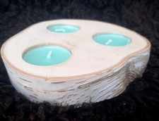 Rustic Wooden Birch Tea Light Candle Holder Table Ornament Wedding Centrepiece