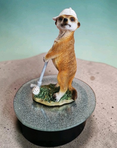 Golfing meerkat resin figurine - golfing,