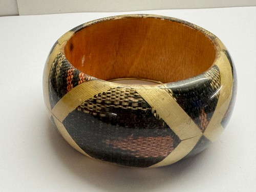 Vintage wide wooden bracelet - wide,