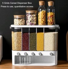 Grain Storage Container 22Lbs Large Grain Dispenser 5 Grids Dispenser Box...