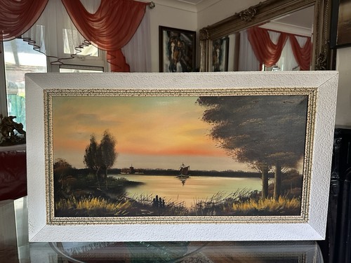 Vintage landscape oil - oil, painting