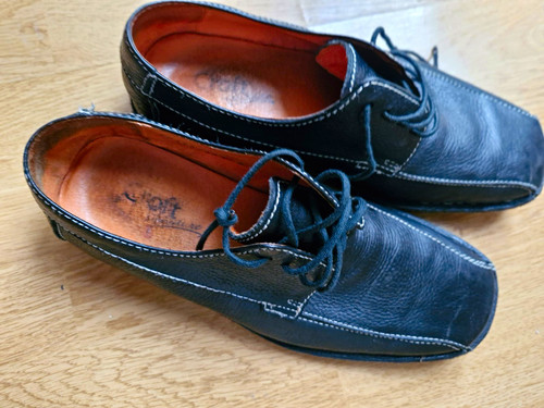 Men black leather derby - black,