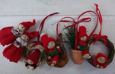 Vintage Swedish Wooden Christmas Decorations 6 Elves