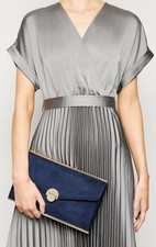Navy suedette envelope clutch - envelope,