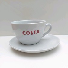 Large 400ml White Costa Coffee Cup Off Set Large Saucer BS4034 Vitrified Prelove