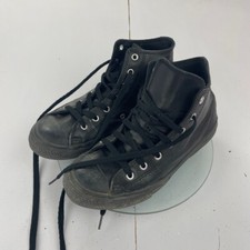 CONVERSE Trainers Black 4 Juniors Kids Leather High Top Plain All Star
