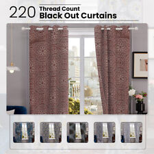 DTEX HOMES Heavy Thick Blackout Curtains Eyelet Ring Top Pair with Tie Back