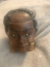 Antique 19th century handmade painted porcelain Americana pottery tobacco jar