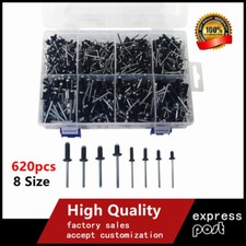 620PCS Black Pop Rivets, 8 Sizes of Aluminum Blind Rivets Assortment Kit