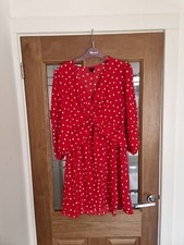 RED SPOT LONG SLEEVE MINI DRESS BRAND NEW UNWORN AND LOVELY FOR SUMMER