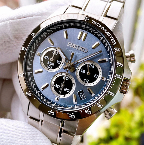 Seiko chronograph blue dial - seiko,
