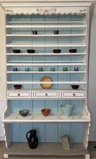 Vintage Painted French Dresser in off-white and duck egg blue,  & natural motifs