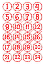 Christmas Numbers Advent Calendar Round Stickers Gifts Presents Chocolate Coins