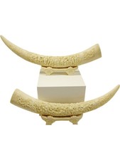 Chinese Carved Decorative Resin Tusks on Stands