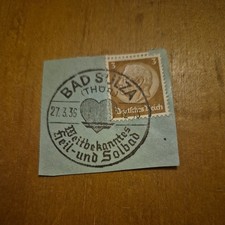 Rare 1936 German Nazi Heart Cancel from Bad Sulza Postmark +Hindenburg   Stamp
