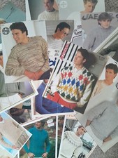 Original Vintage Knitting Patterns 1980/90/2000s MEN'S JUMPERS/CARDIGANS Choose