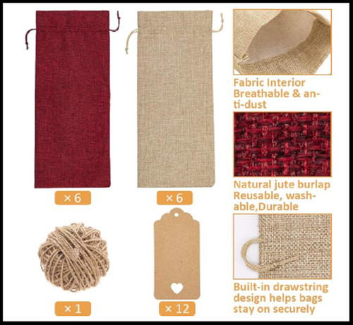 Burlap wine bags - wine,