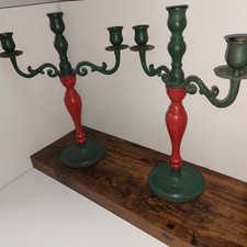 2 Vintage Wooden Metal