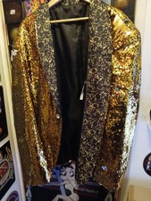 MENS 3XL GOLD SEQUIN JACKET -NEVER WORN   122CM