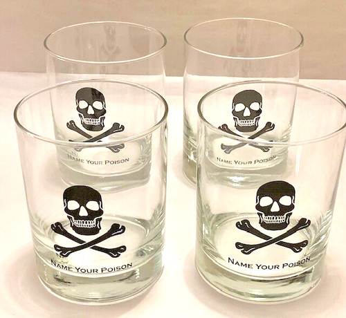 Glass black skull bones - glass, gothic