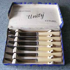 VINTAGE SET 6 TEA KNIVES FAUX