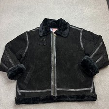 Leather Flying Jacket Adult XXXL Black Bomber Aviator Military USA Lined Men