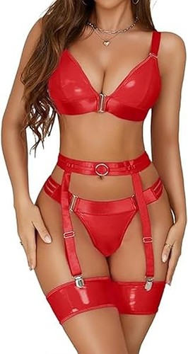 Womens red leather lingerie - womens,