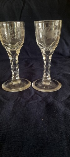 Pair georgian facet cut - pair, of